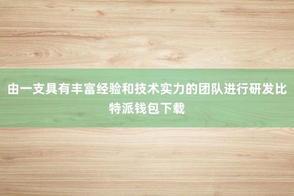 由一支具有丰富经验和技术实力的团队进行研发比特派钱包下载