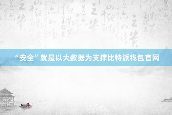 “安全”就是以大数据为支撑比特派钱包官网