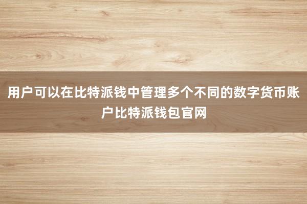 用户可以在比特派钱中管理多个不同的数字货币账户比特派钱包官网