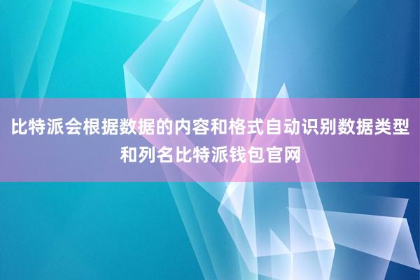 比特派会根据数据的内容和格式自动识别数据类型和列名比特派钱包官网