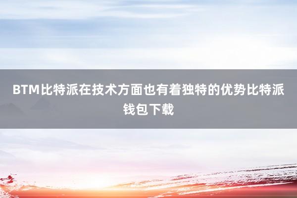 BTM比特派在技术方面也有着独特的优势比特派钱包下载