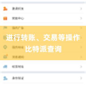进行转账、交易等操作比特派查询
